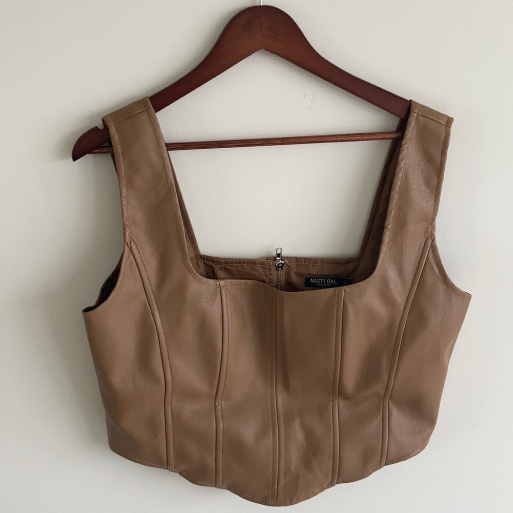 brown leather corset